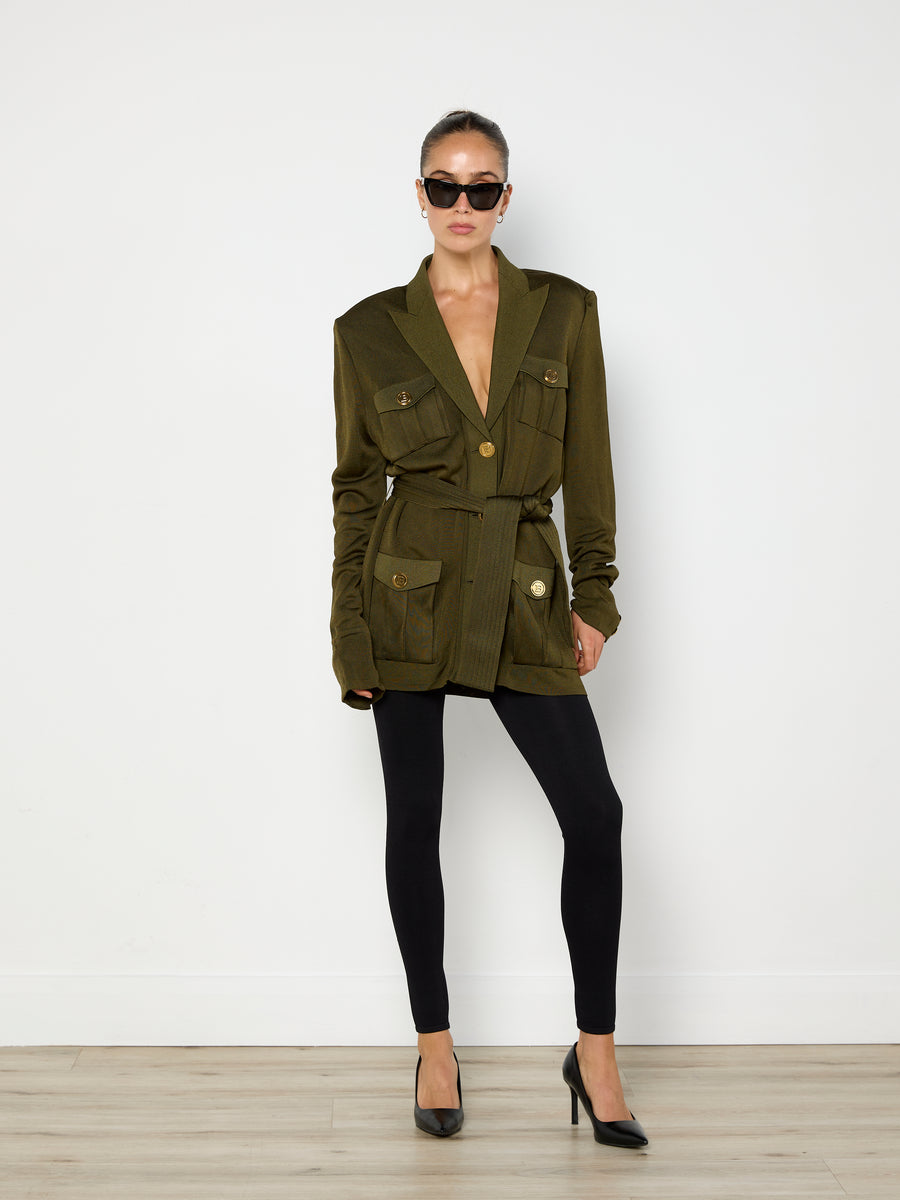Balmain Khaki Viscose Jacket