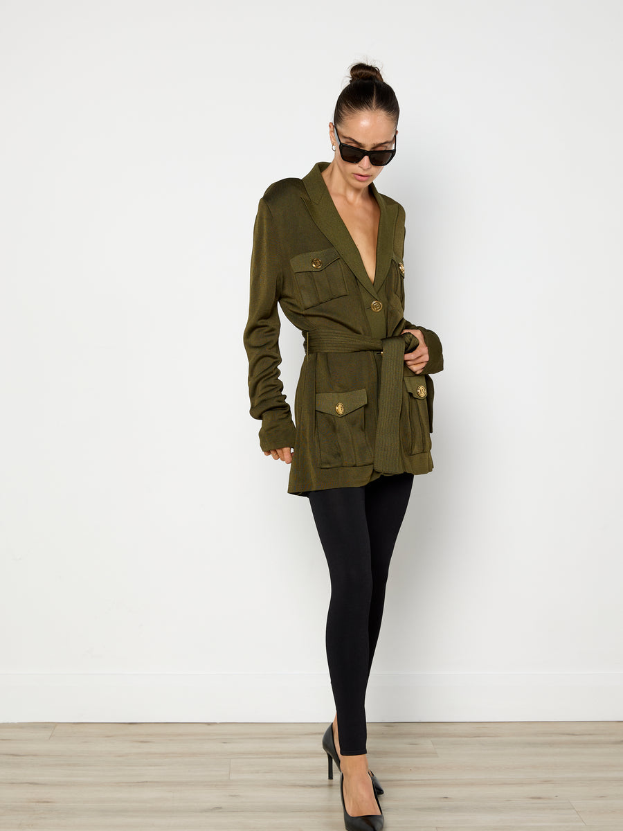 Balmain Khaki Viscose Jacket