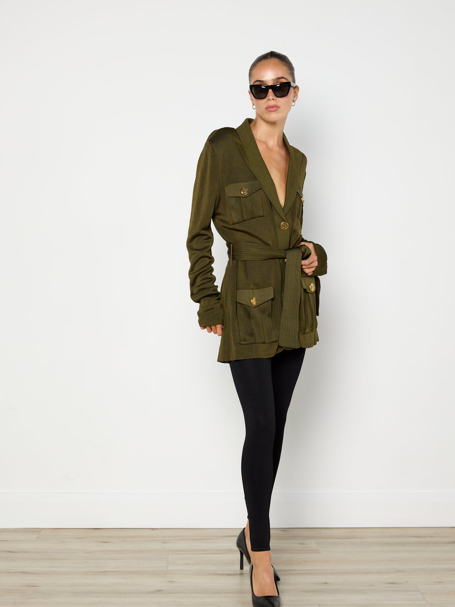 Balmain Khaki Viscose Jacket