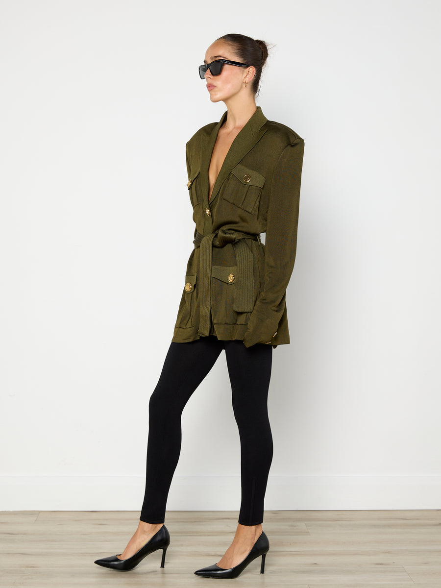Balmain Khaki Viscose Jacket