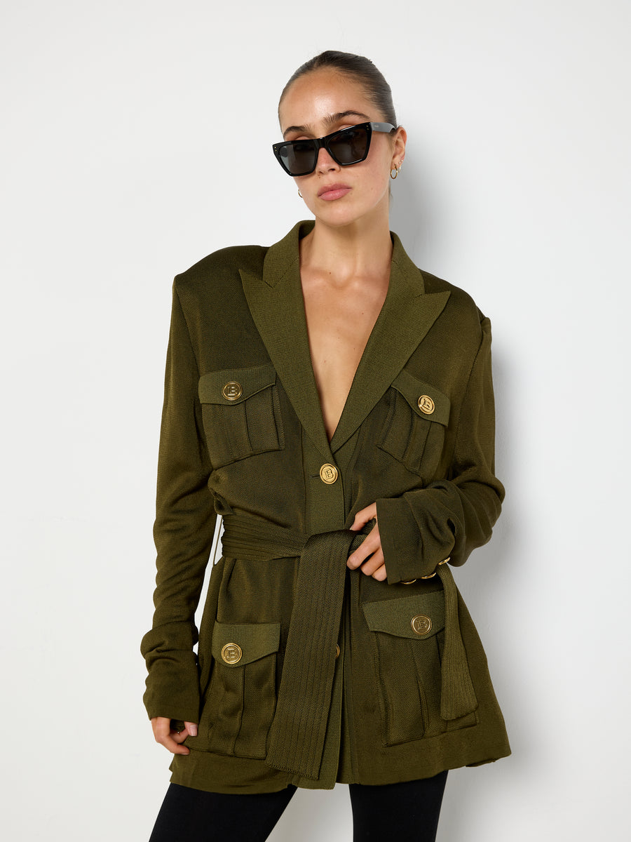 Balmain Khaki Viscose Jacket
