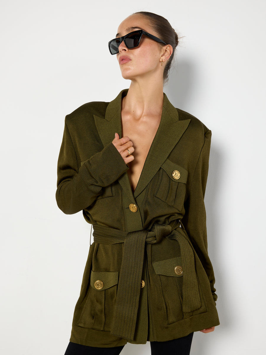 Balmain Khaki Viscose Jacket