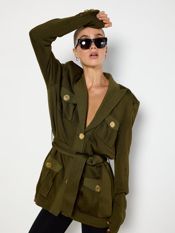 Balmain Khaki Viscose Jacket
