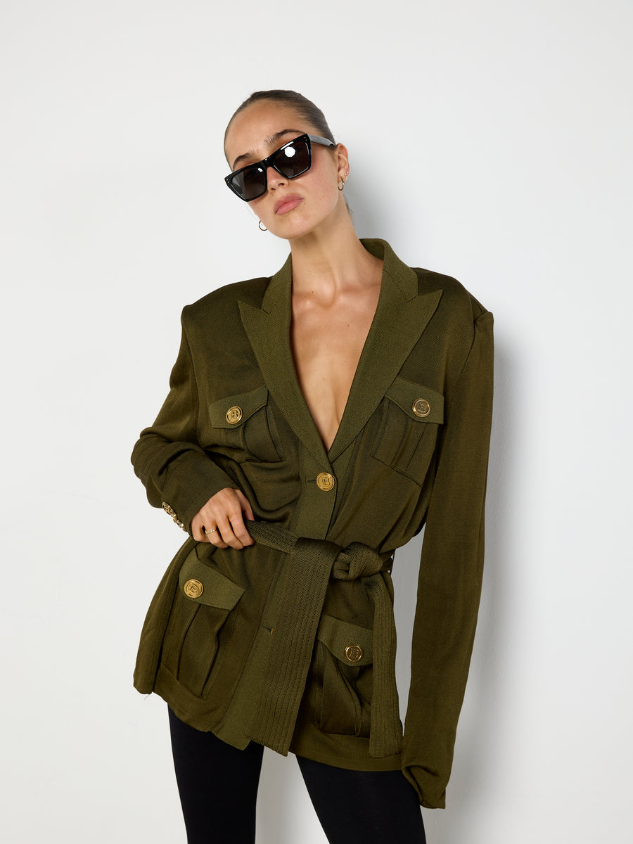 Balmain Khaki Viscose Jacket