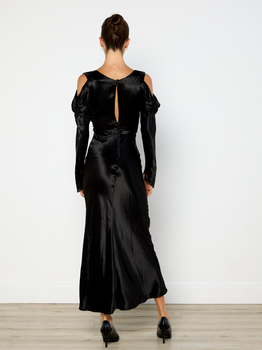 Hansen & Gretel Cold Shoulder Satin Dress