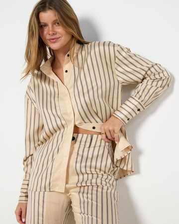 Solaqua Silk Classico Shirt and Gio Pants Set in Ecru