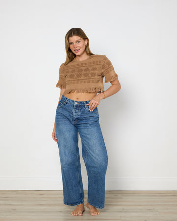 Lucy Folk Fringed Crop Top