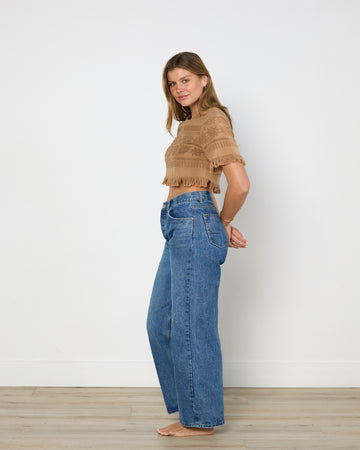 Lucy Folk Fringed Crop Top