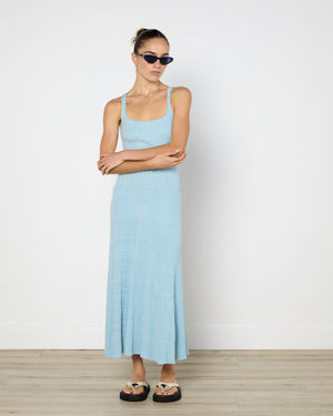 Anna Quan Ribbed Knit Dress In Baby Blue Size Small Excellent Pre-Loved Condition 100% Cotton