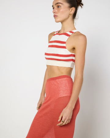 Zulu & Zephyr Ramie Striped Top and Skirt Set