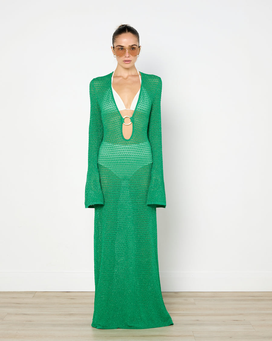 Monday Swimwear Montego Maxi Dress in Palm Green