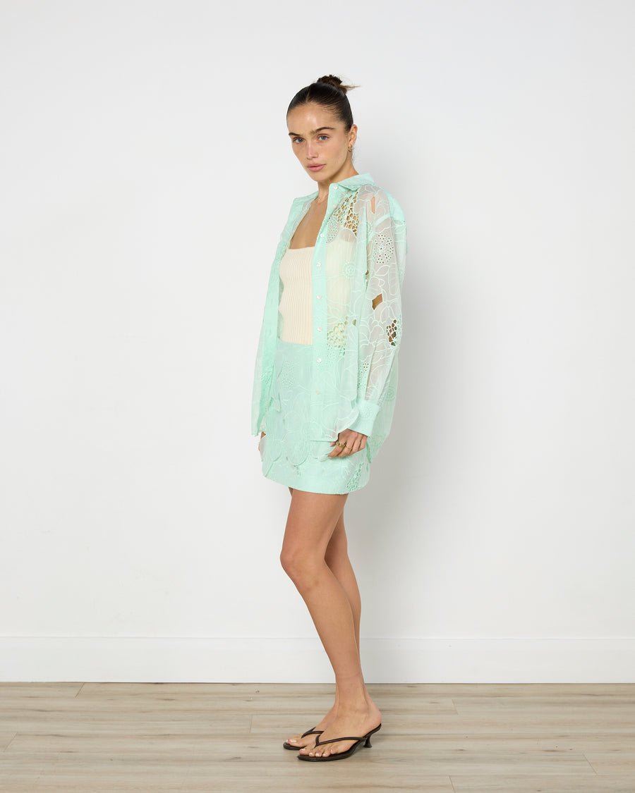 Oroton Mint Lace Shirt and Skirt Set