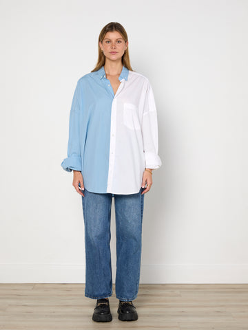 BLANCA Blue and White Colour Block Shirt