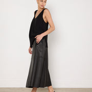 Ginger & Smart Black Leather Midi Skirt