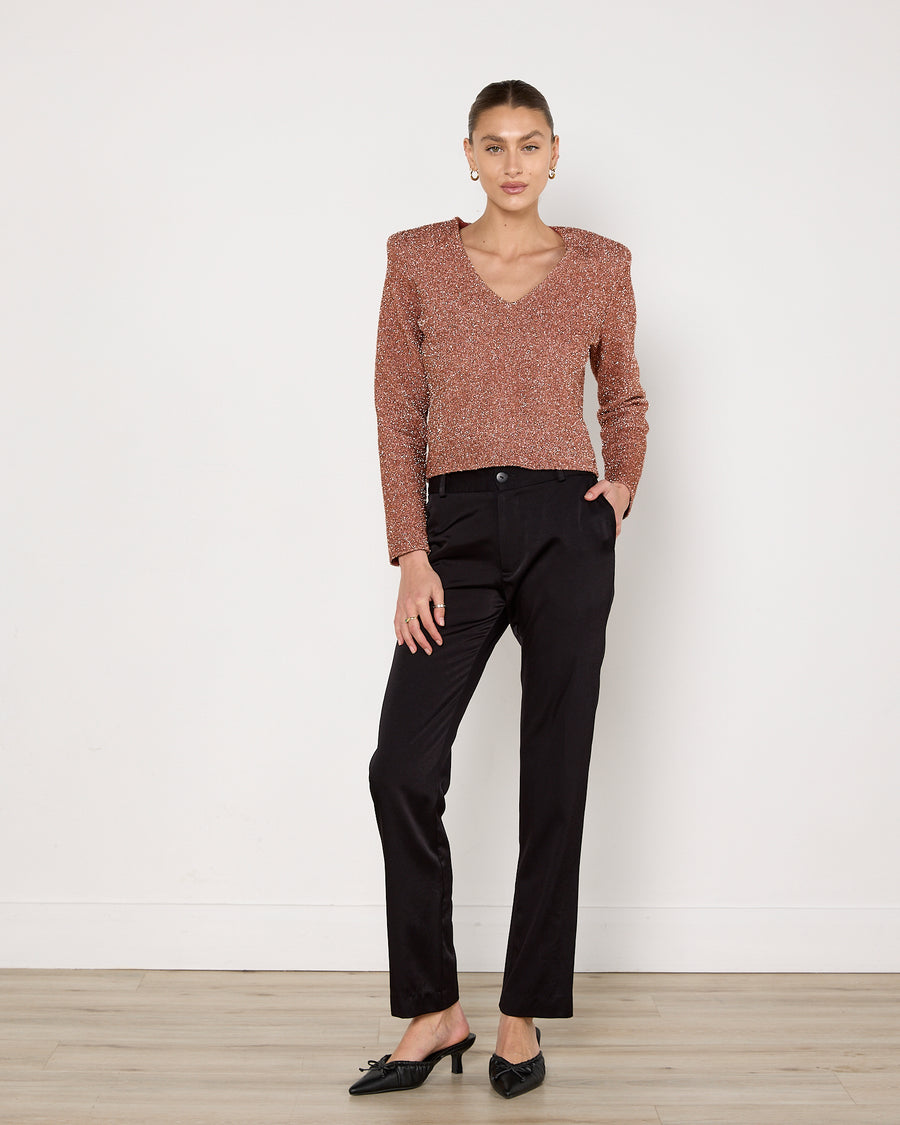 Scanlan Theodore Metallic Rose Gold Top