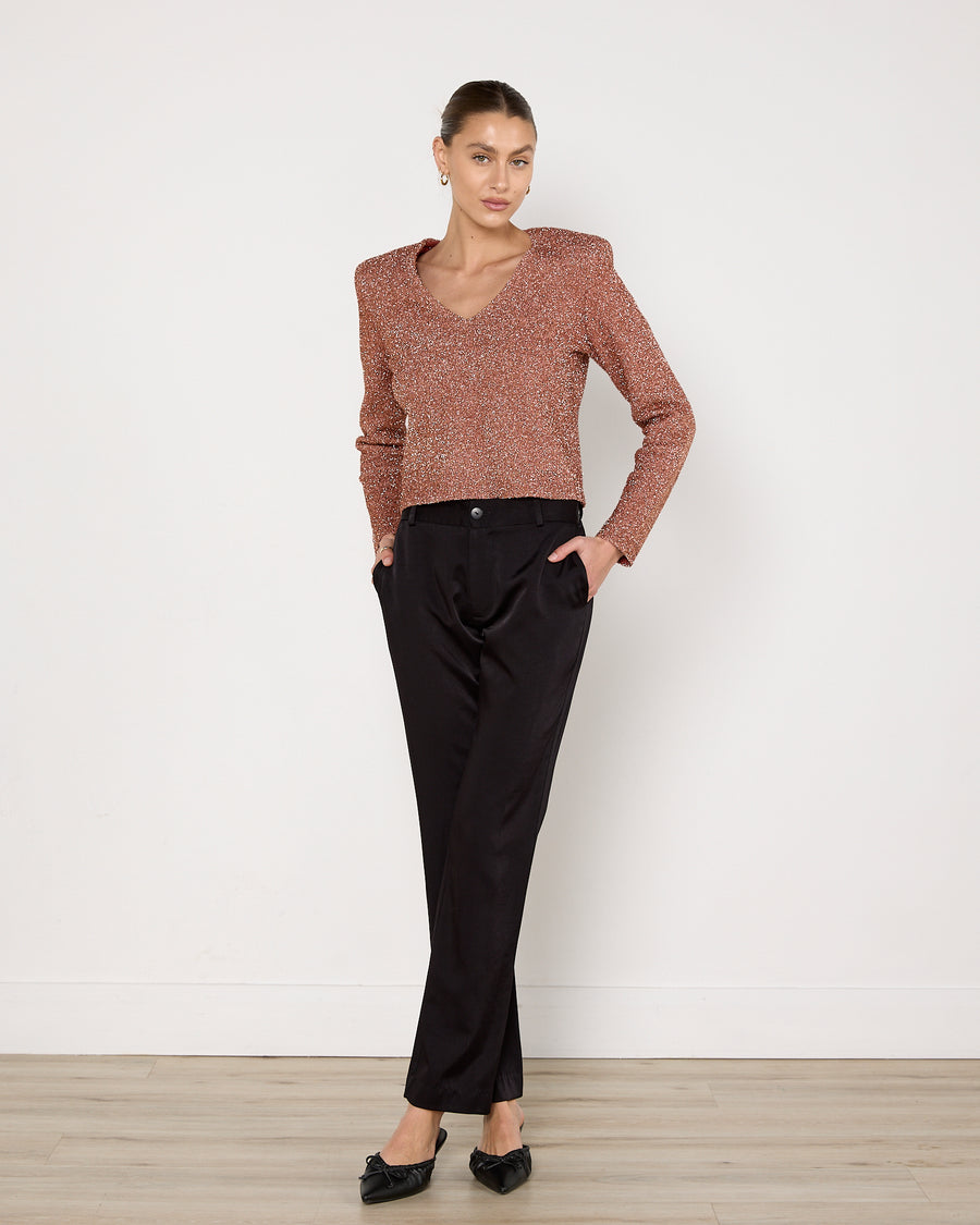 Scanlan Theodore Metallic Rose Gold Top