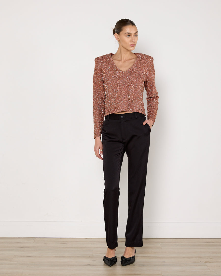 Scanlan Theodore Metallic Rose Gold Top