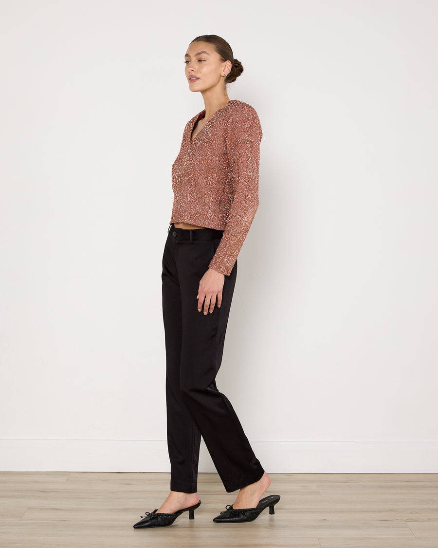 Scanlan Theodore Metallic Rose Gold Top
