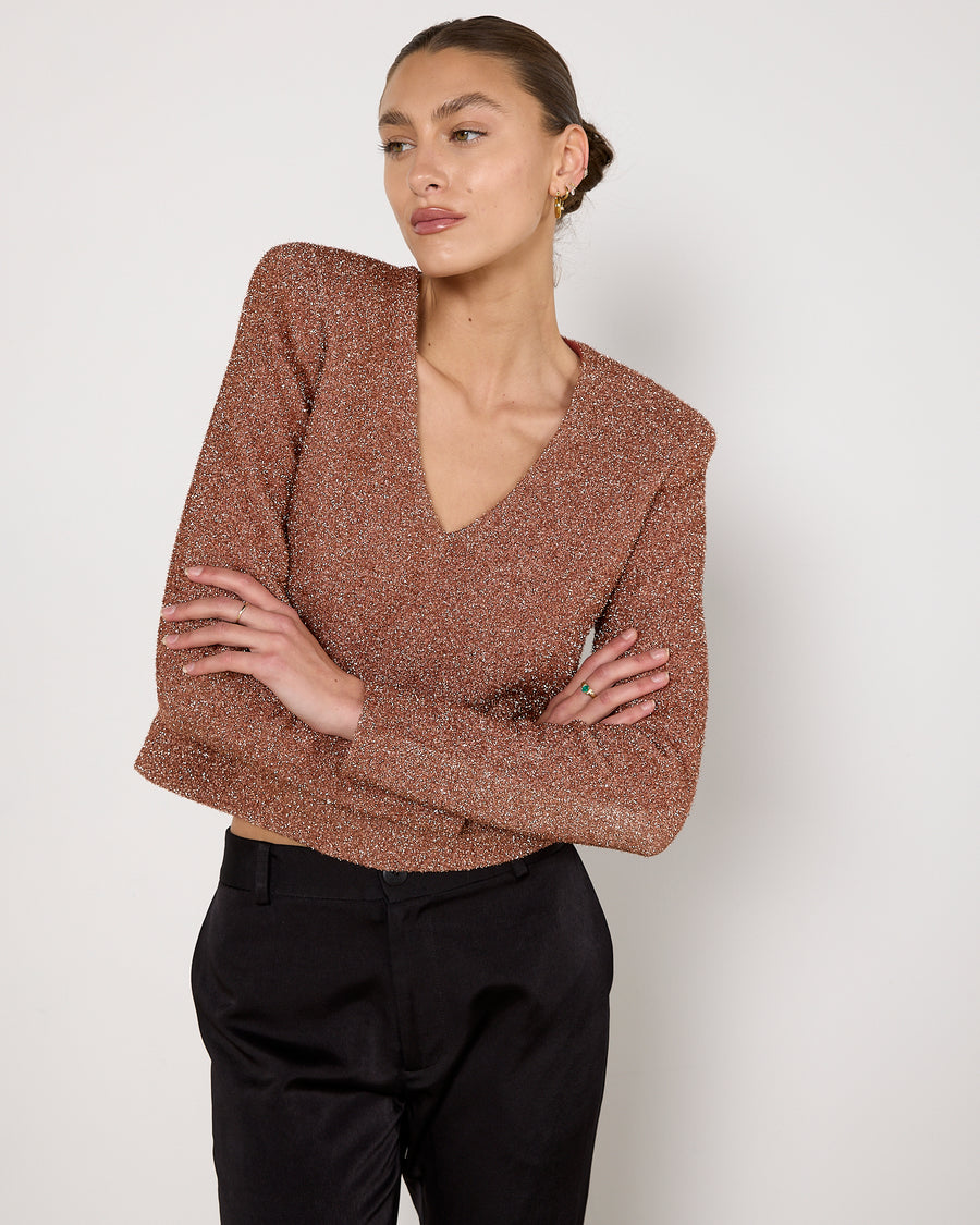 Scanlan Theodore Metallic Rose Gold Top