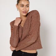 Scanlan Theodore Metallic Rose Gold Top