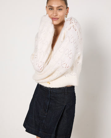 Aje Grooves Lace Stitch Cardigan