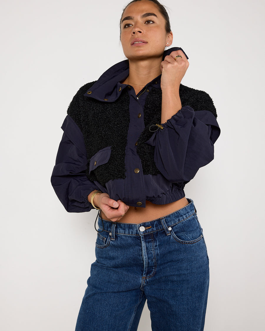 Ulla Johnson Aidan Shell and Fleece Bomber Jacket