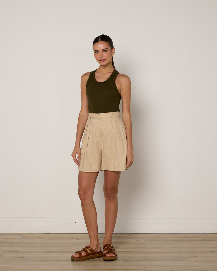 Bassike Army Green Ribbed Tank