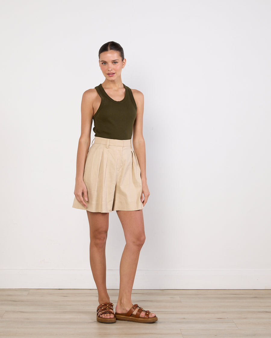 Bassike Army Green Ribbed Tank