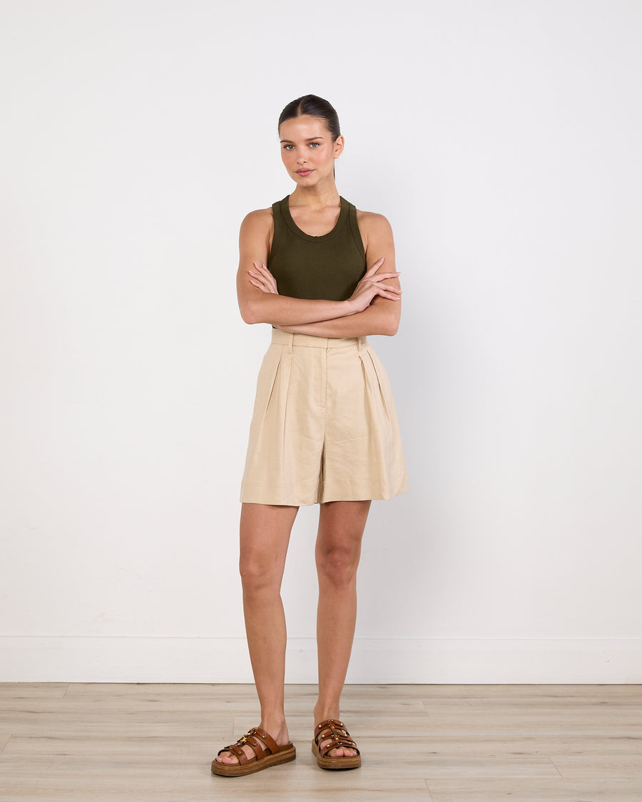Bassike Army Green Ribbed Tank