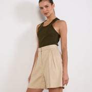 Bassike Army Green Ribbed Tank