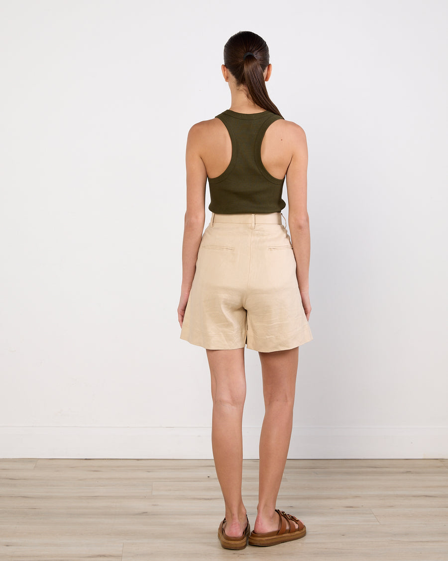 Bassike Army Green Ribbed Tank