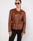 Celine Leather Jacket Size 40 Tan Excellent Pre-Loved Condition