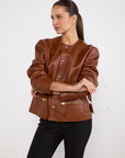 Celine Leather Jacket Size 40 Tan Excellent Pre-Loved Condition