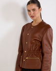 Celine Leather Jacket Size 40 Tan Excellent Pre-Loved Condition