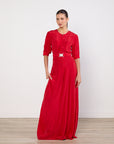 Luuda Red Belted Maxi Dress Size 8 100% Silk Brand New With Tags