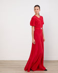 Luuda Red Belted Maxi Dress Size 8 100% Silk Brand New With Tags