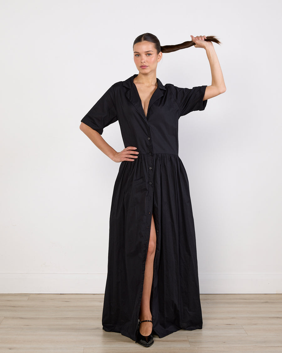 Solaqua Black Short Sleeve Maxi Dress