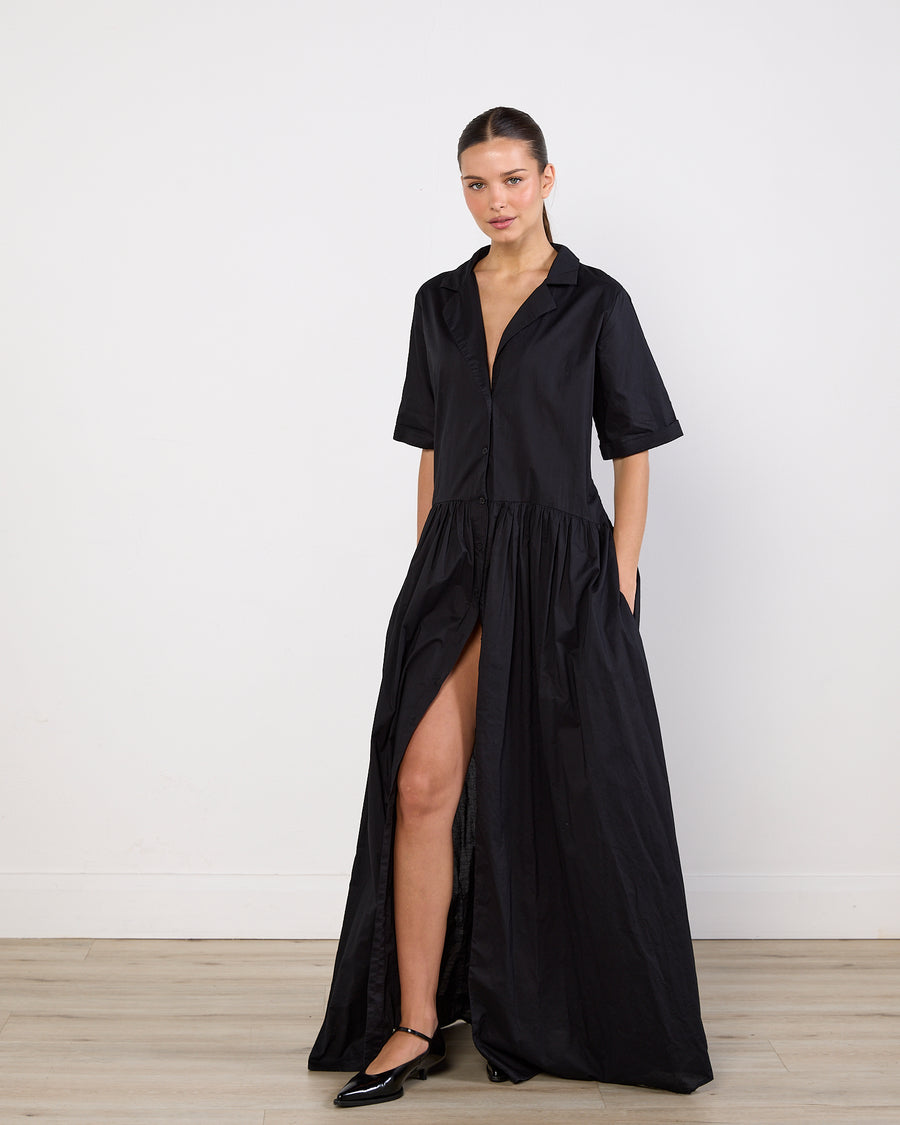 Solaqua Black Short Sleeve Maxi Dress