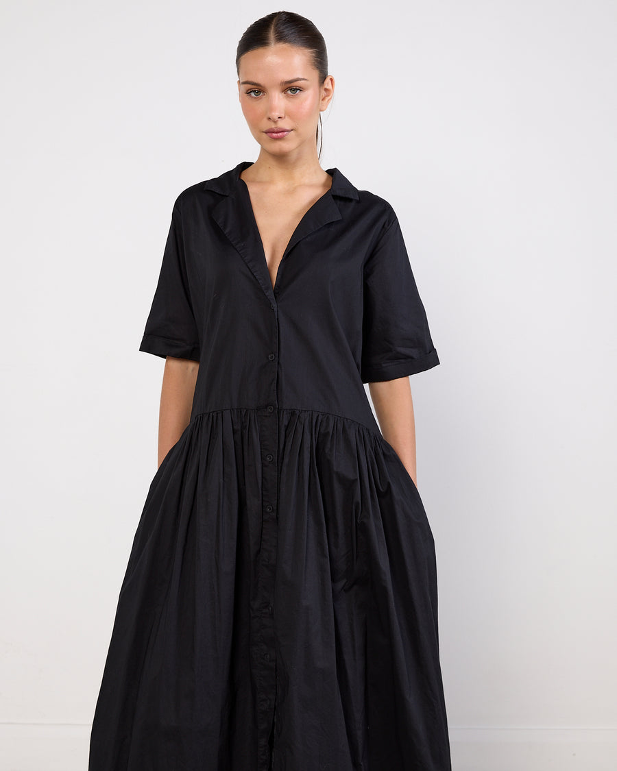 Solaqua Black Short Sleeve Maxi Dress