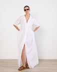 Solaqua White Short Sleeve Maxi Dress