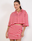 Luuda Red and White Striped Jersey Set