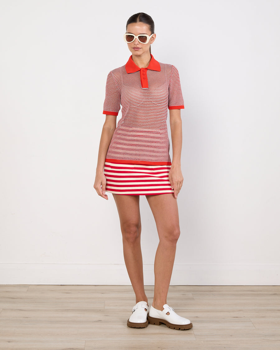 Bottega Veneta Red Knit Polo Shirt