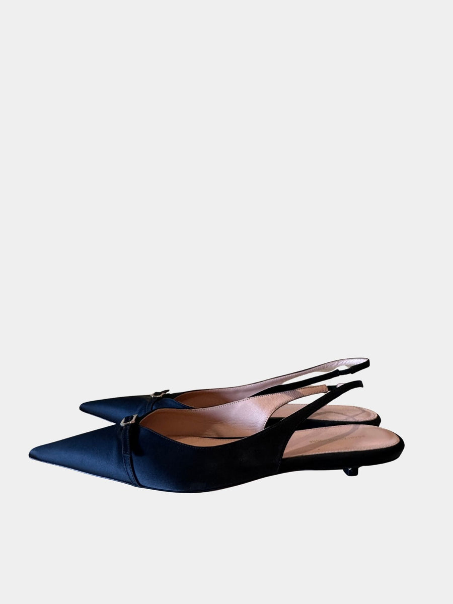 Scanlan Theodore Black Satin Slingbacks