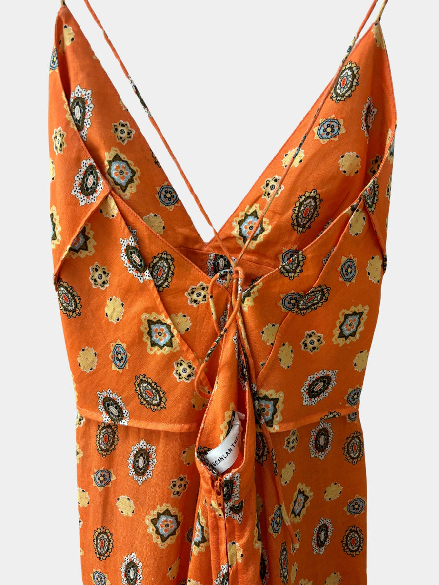 Scanlan Theodore Foulard Linen Strappy Dress