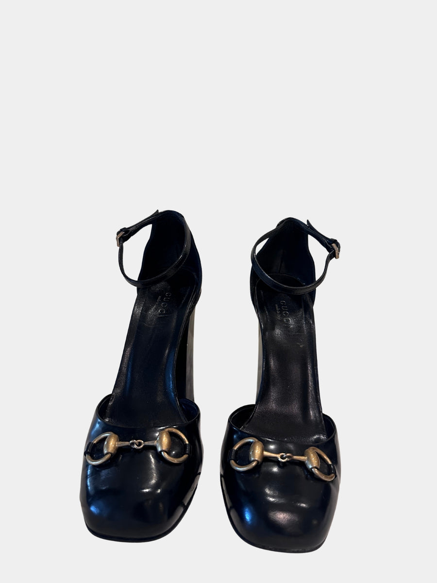 Gucci Horsebit Ankle Strap Pumps