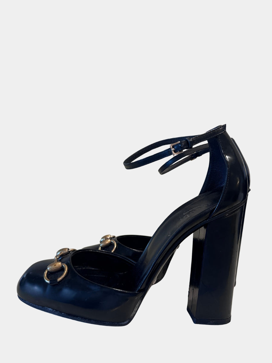 Gucci Horsebit Ankle Strap Pumps