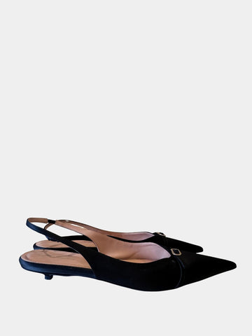 Scanlan Theodore Black Satin Slingbacks