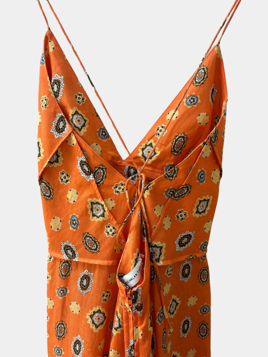 Scanlan Theodore Foulard Linen Strappy Dress