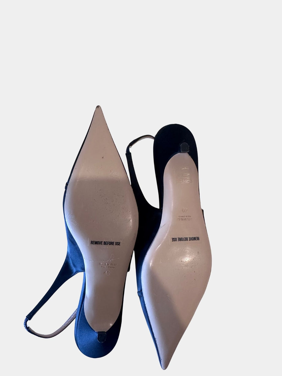 Scanlan Theodore Black Satin Slingbacks
