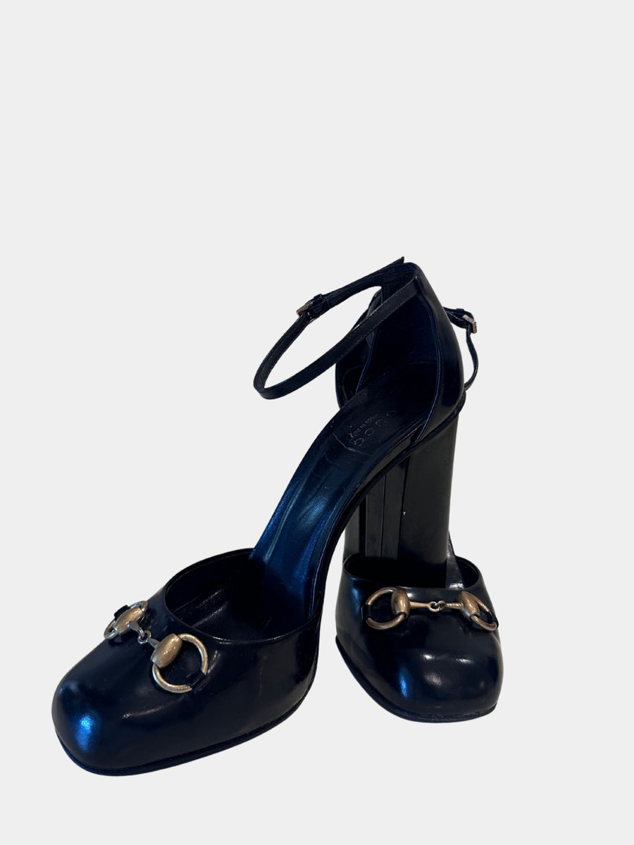 Gucci Horsebit Ankle Strap Pumps